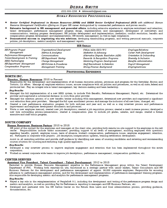 Human Resources Director Resume Example SPHR, SPC