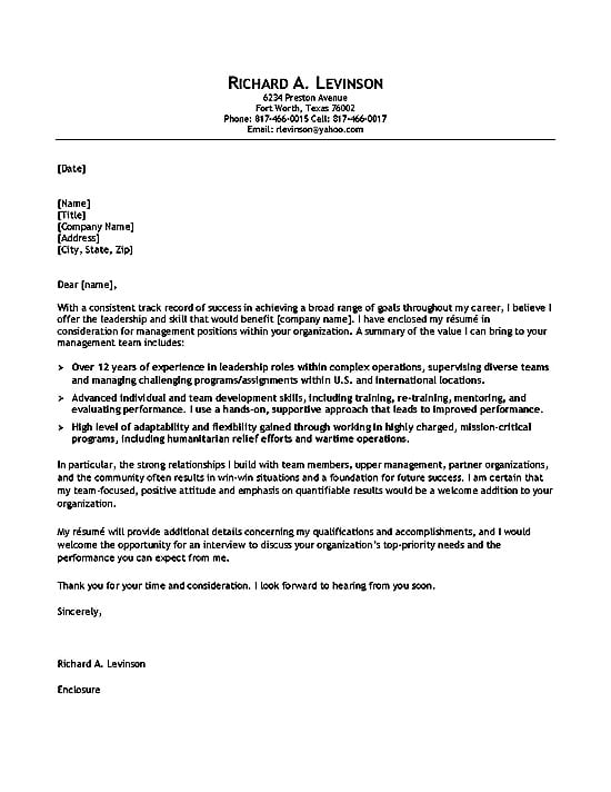 Department Manager Cover Letter Example