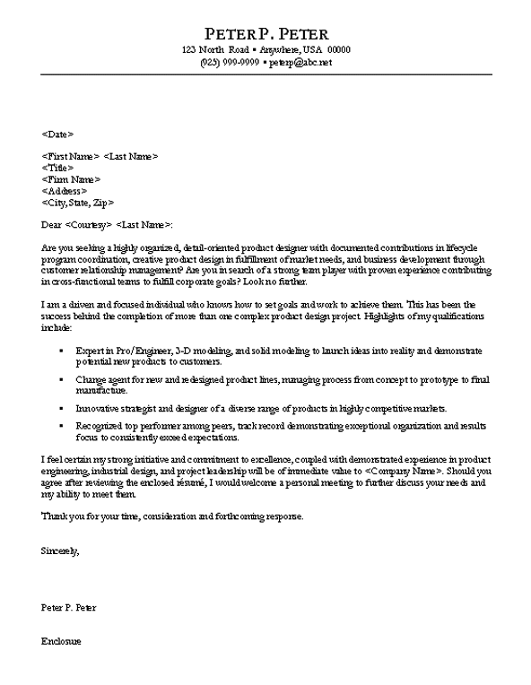 Engineer Cover Letter Example Sample