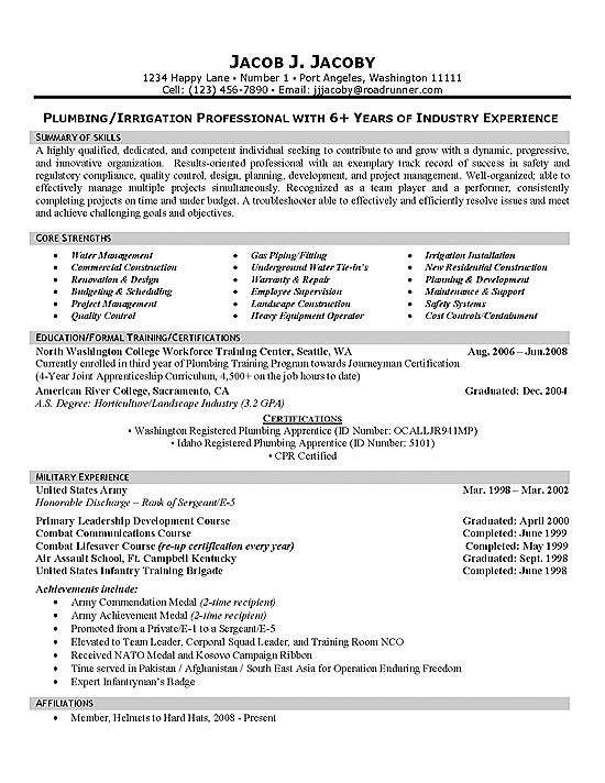 Plumber Resume Example