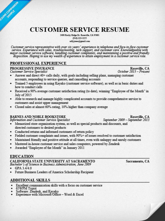 Customer Service Resume Sample Resume Companion