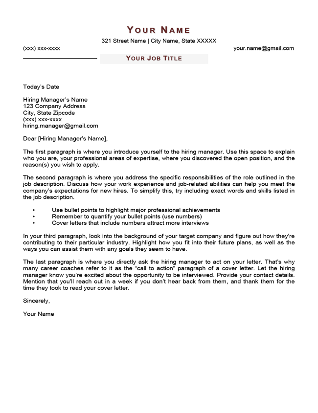 Free Basic Cover Letter Templates [Word Download] 45