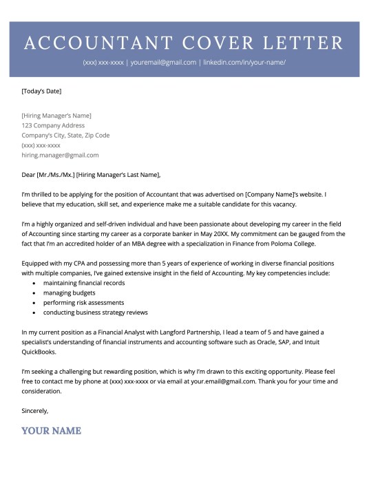 Certified Public Accountant Cover Letter Example & Writing Tips