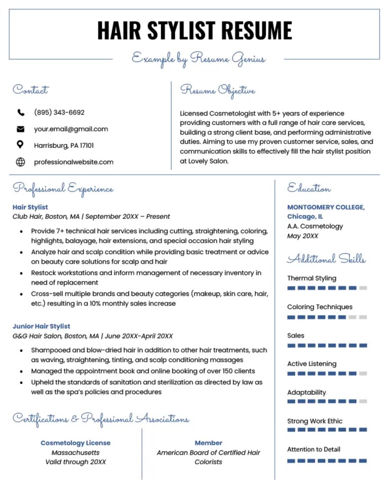 Hair Stylist Resume Example & Writing Guide RG