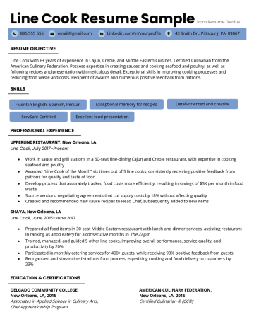 Prep Cook Resume Example & Writing Tips Resume Genius