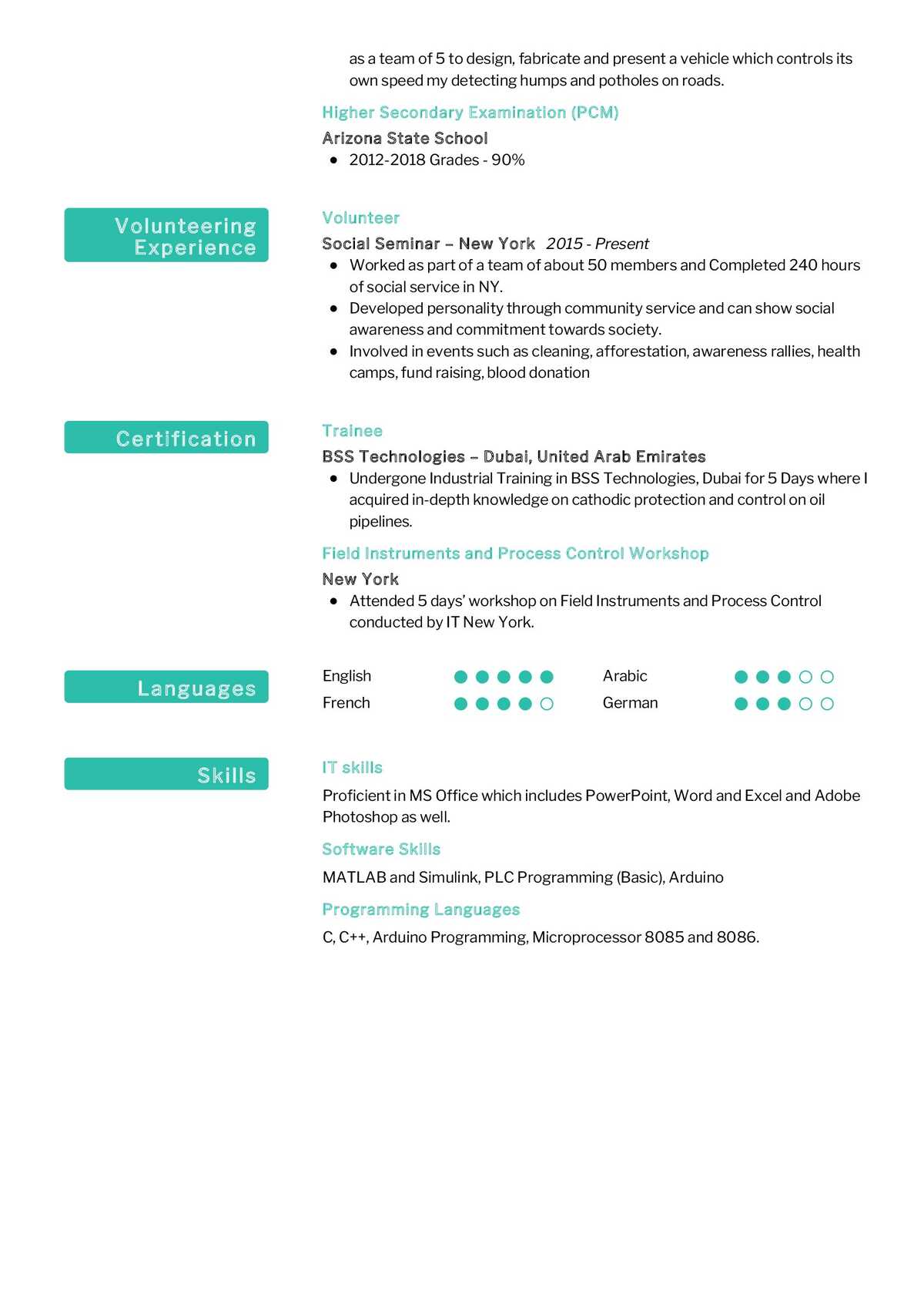 Automation Controls Engineer Student Resume ResumeKraft