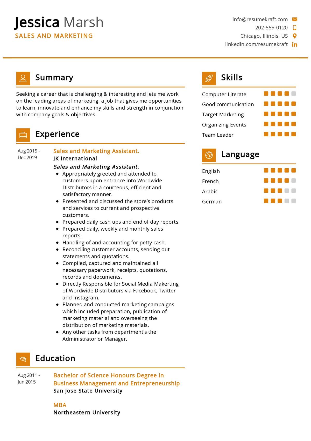 Junior Sales Assistant CV Sample in 2024 ResumeKraft