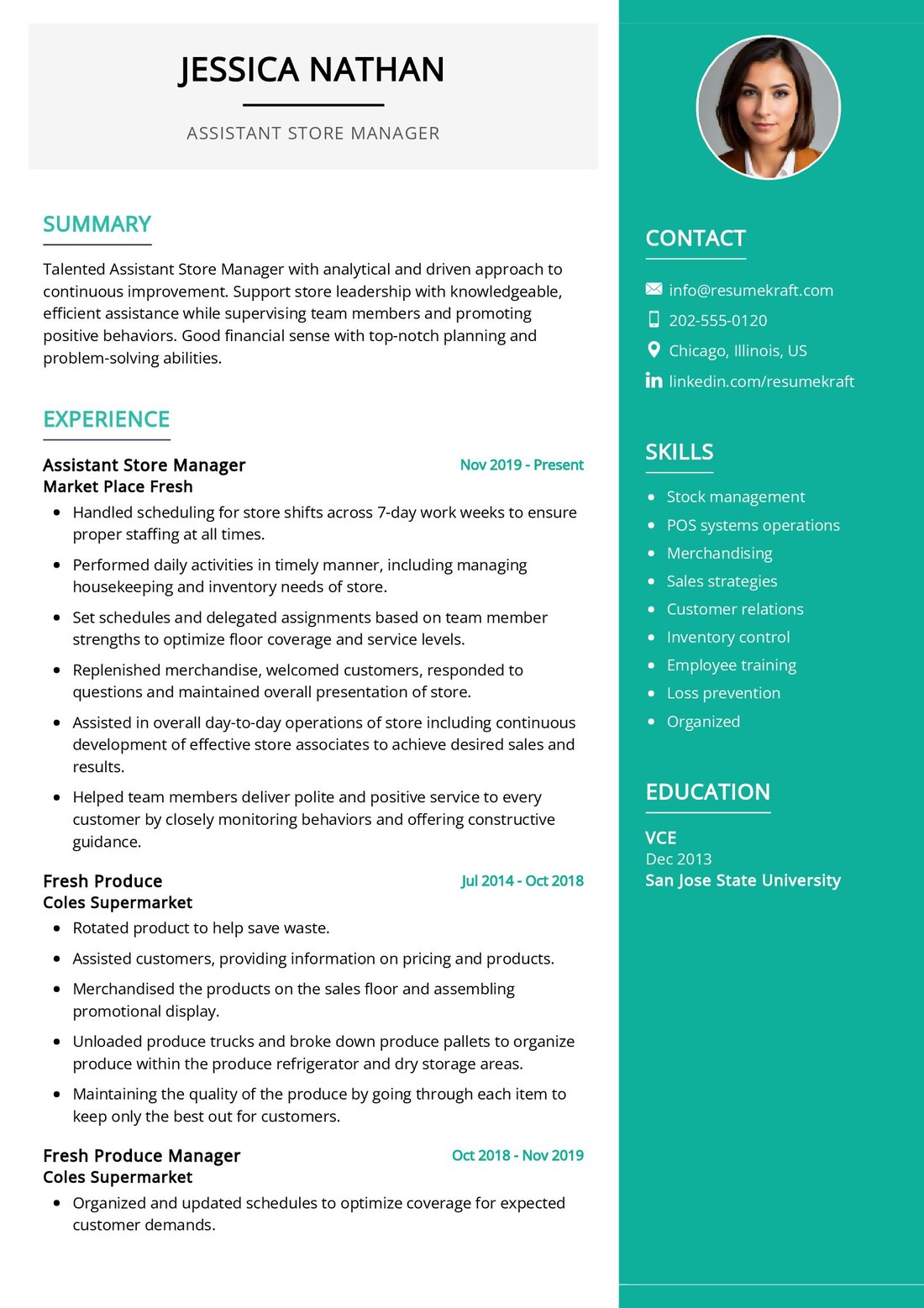 Assistant Store Manager Resume Sample in 2024 ResumeKraft