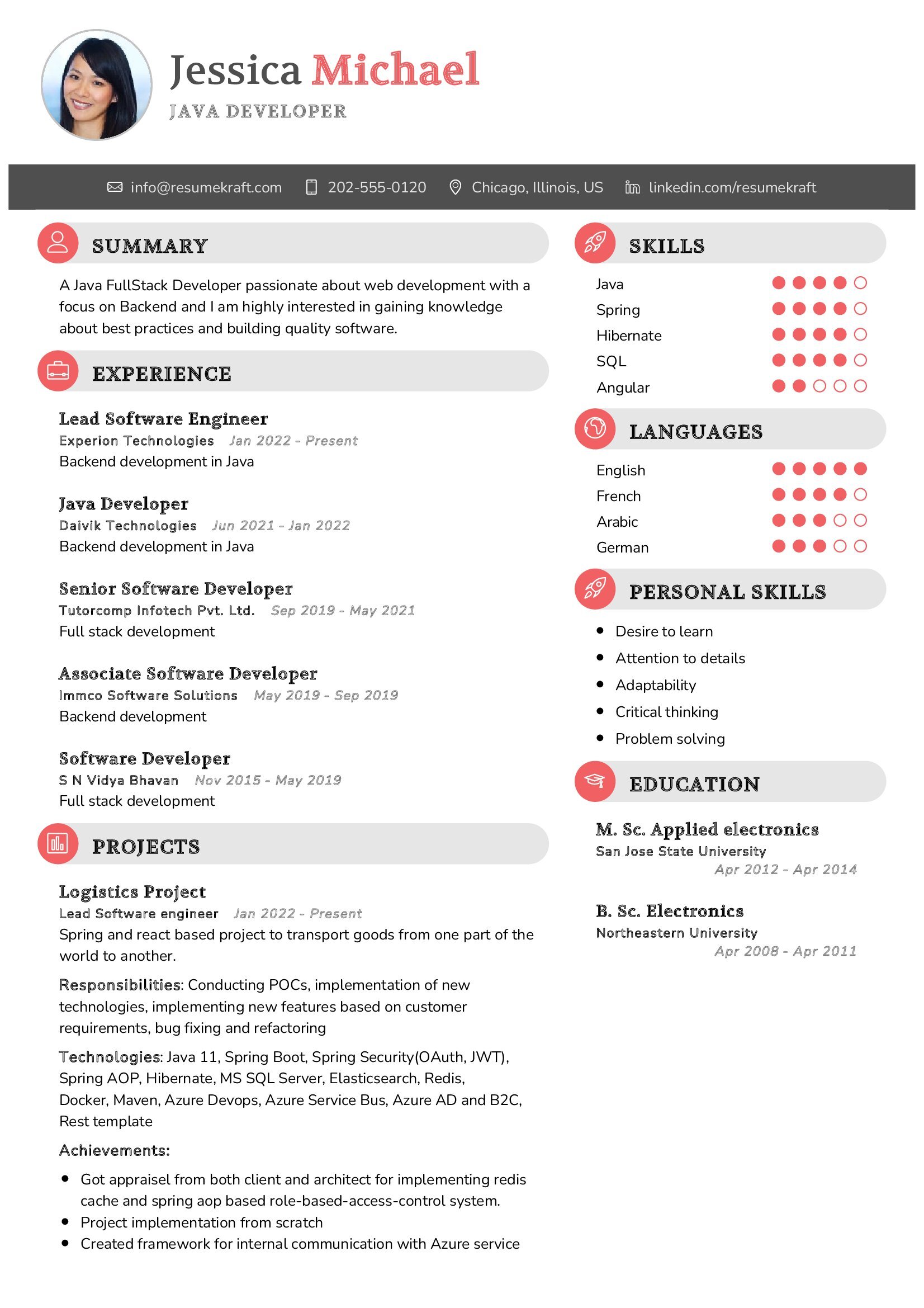 Java Developer Resume Sample in 2024 ResumeKraft
