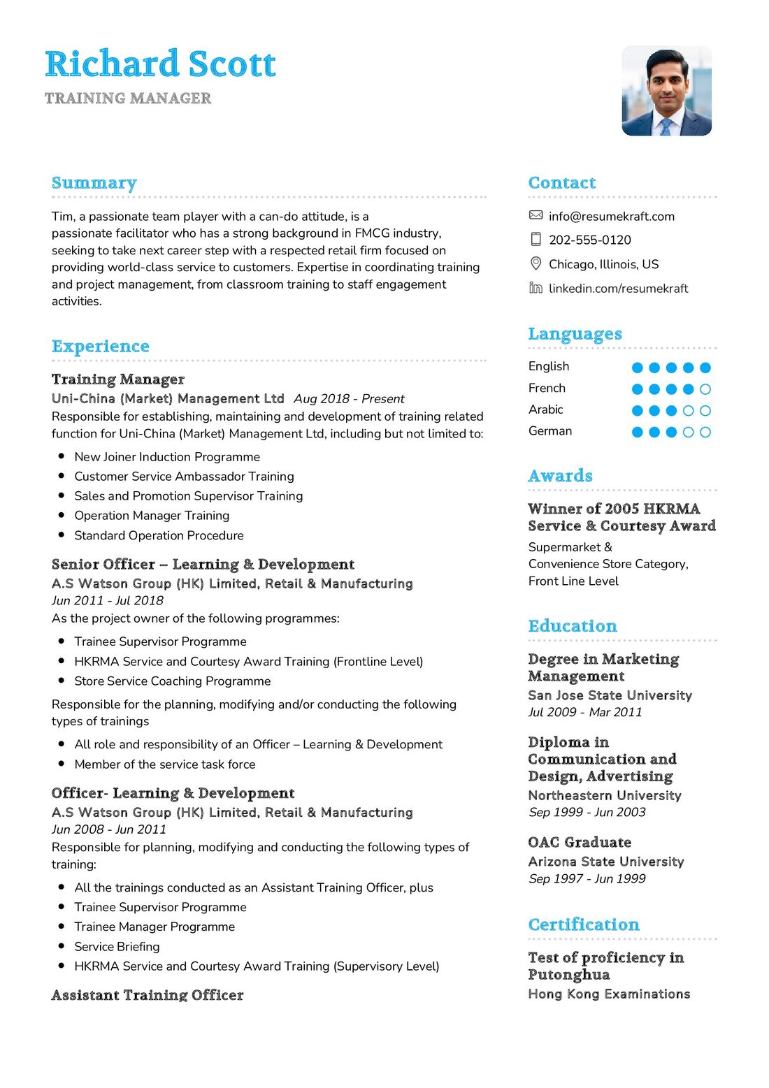 Training Manager CV Sample in 2024 ResumeKraft