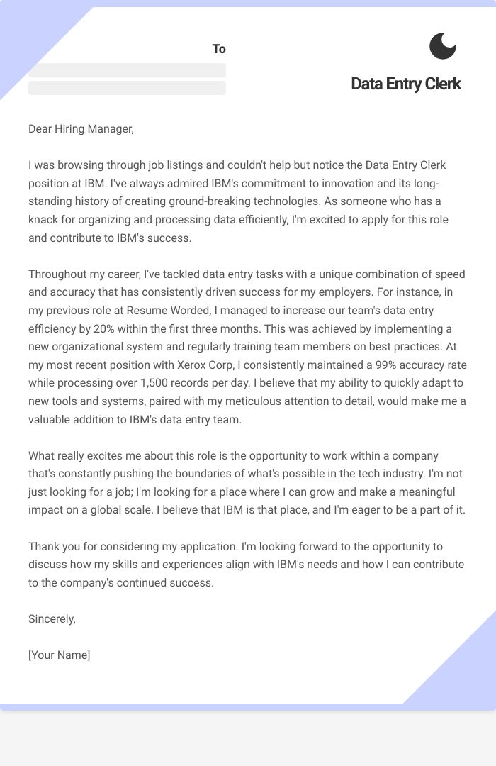 14 Data Entry Clerk Cover Letter Examples Plus Recruiter Insights