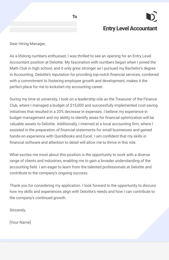 14 Entry Level Accountant Cover Letter Examples Plus Recruiter