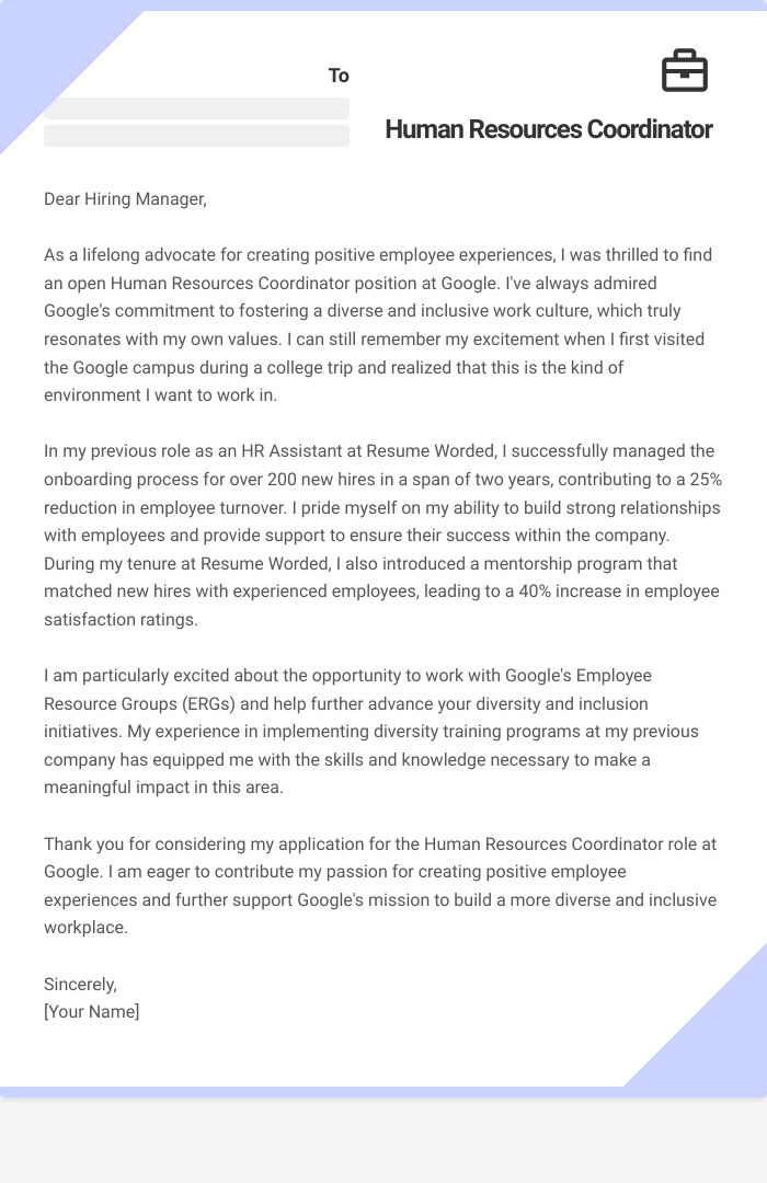 14 Human Resources Coordinator Cover Letter Examples Plus Recruiter