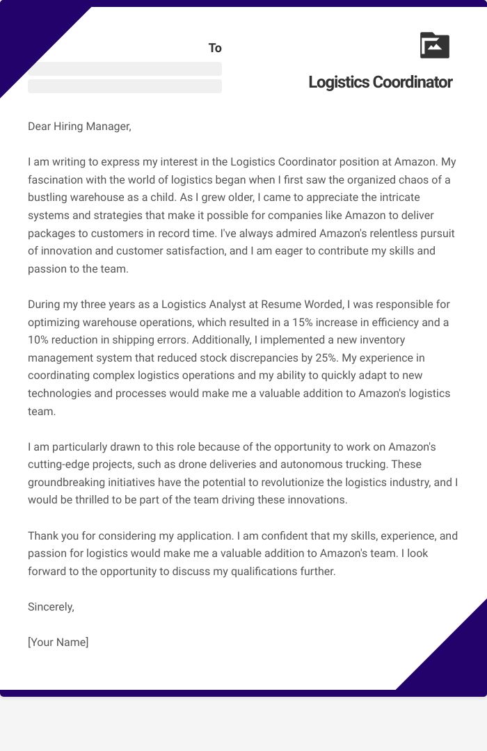 14 Logistics Coordinator Cover Letter Examples Plus Recruiter Insights (Updated for 2024)