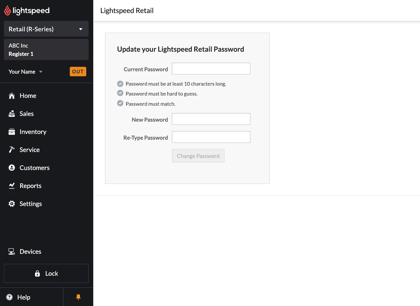 Setting login credentials and access settings Lightspeed Retail (R