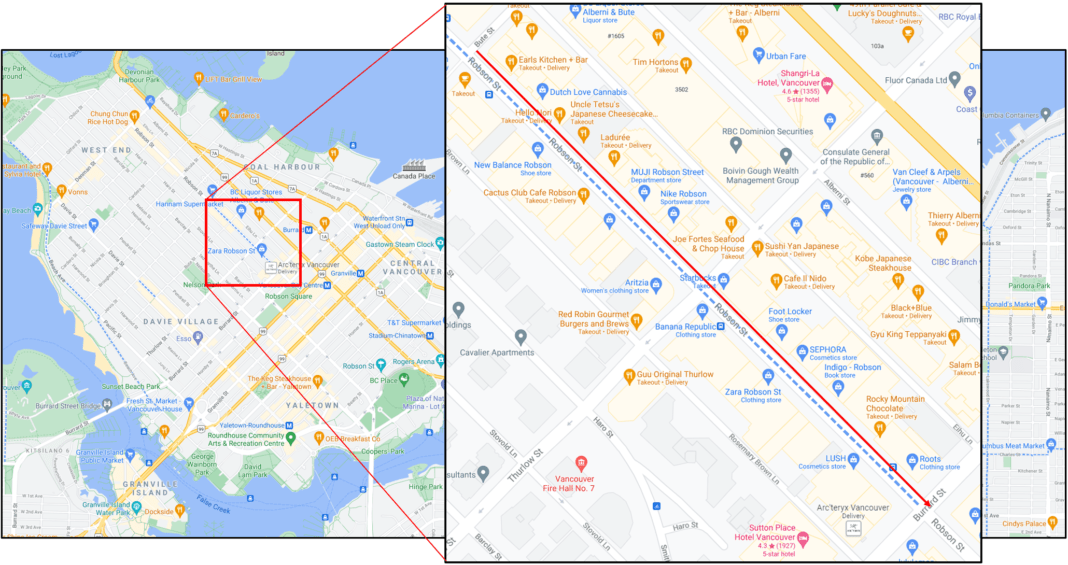 Retail Profile Robson Street in Vancouver (Summer 2021)