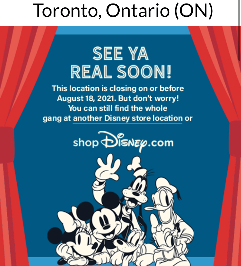 Disney Officially Confirms Closure of All Remaining Canadian Stores
