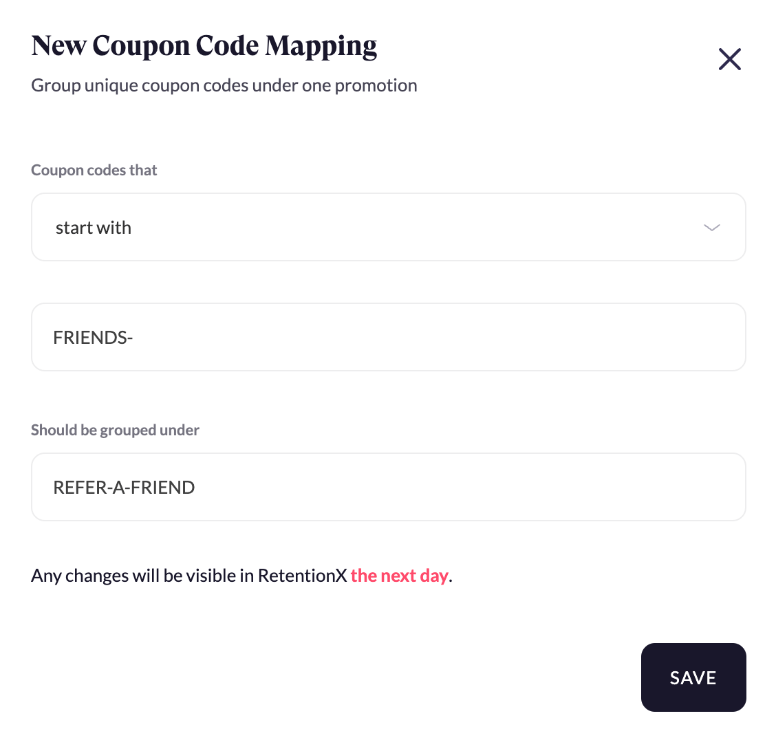How to Group Unique Coupon Codes RetentionX