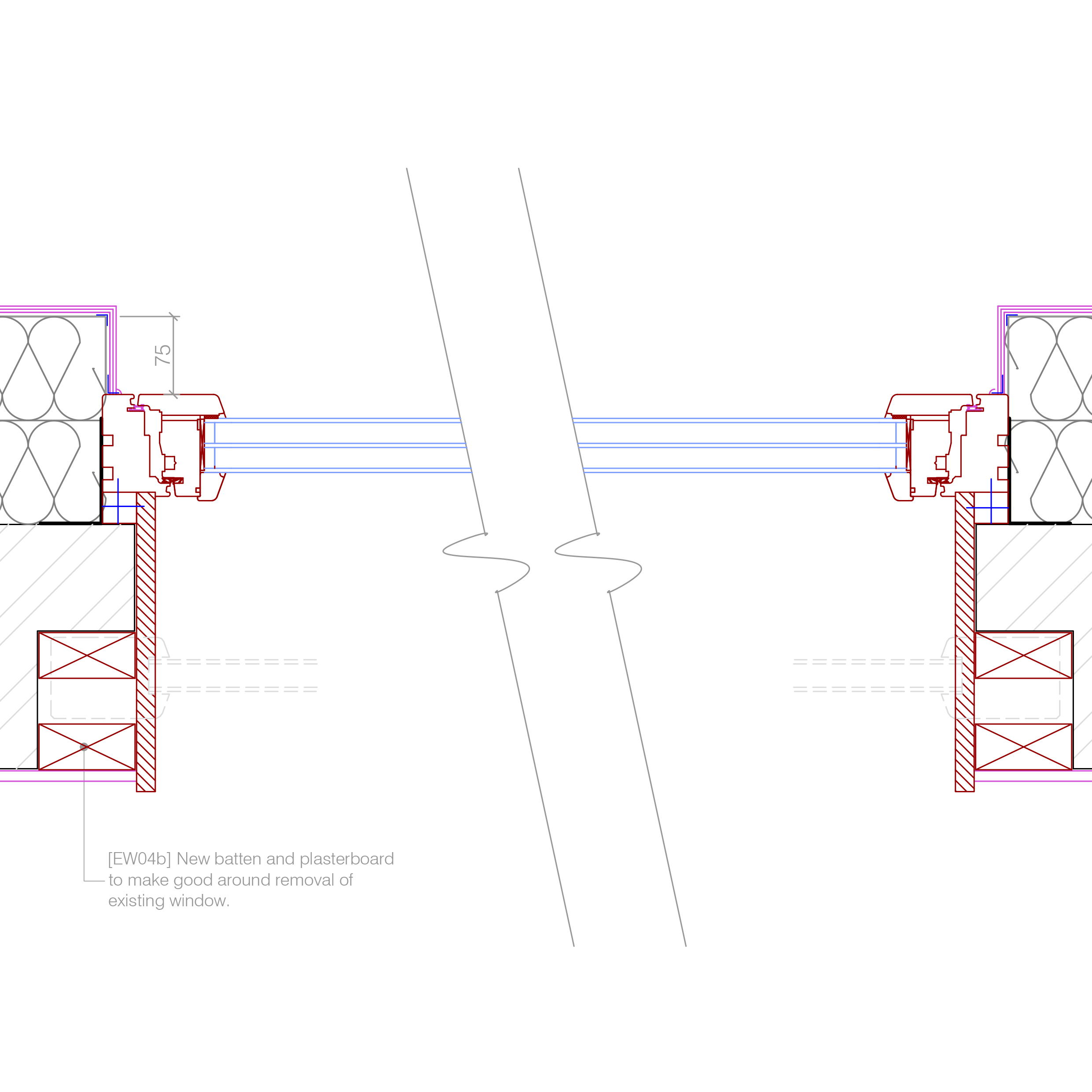 New window to EWI, for single brick reveal. (plan) Retrofit Pattern Book
