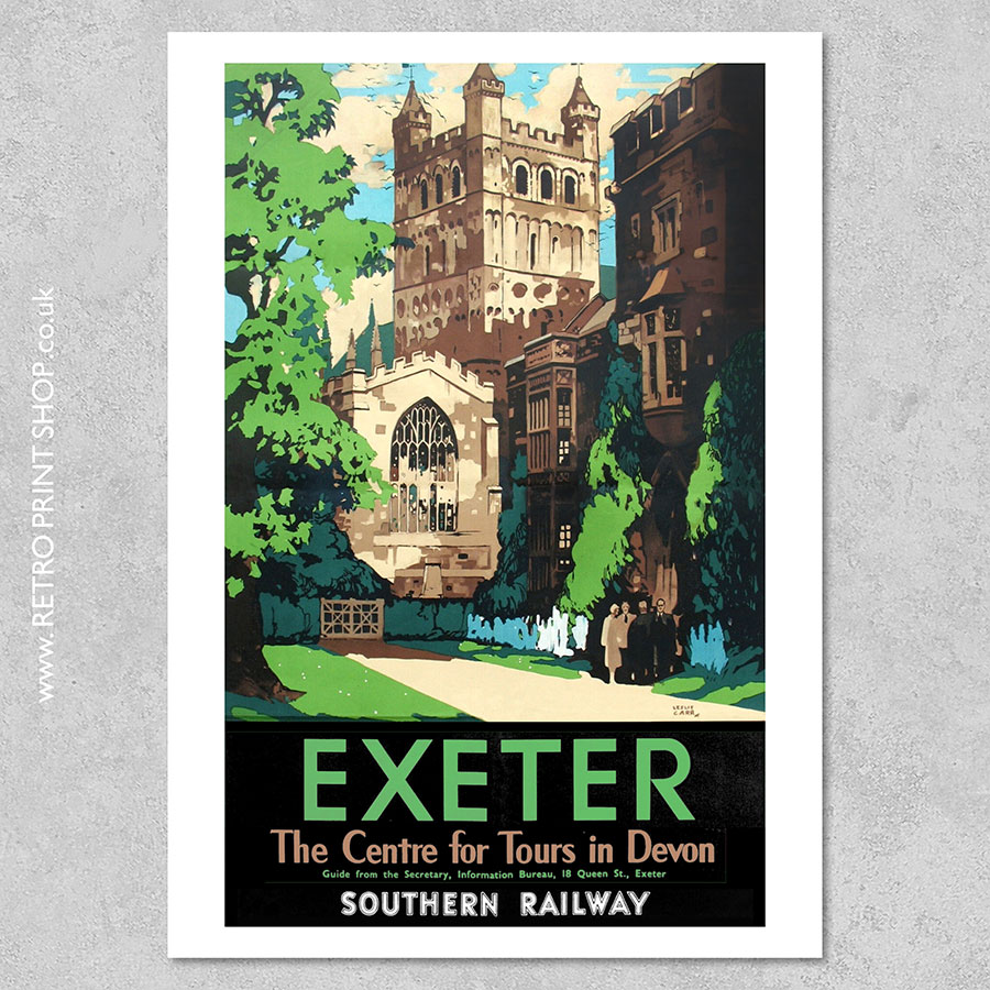 SR Exeter Poster Vintage Railway Posters, Retro Print Shop