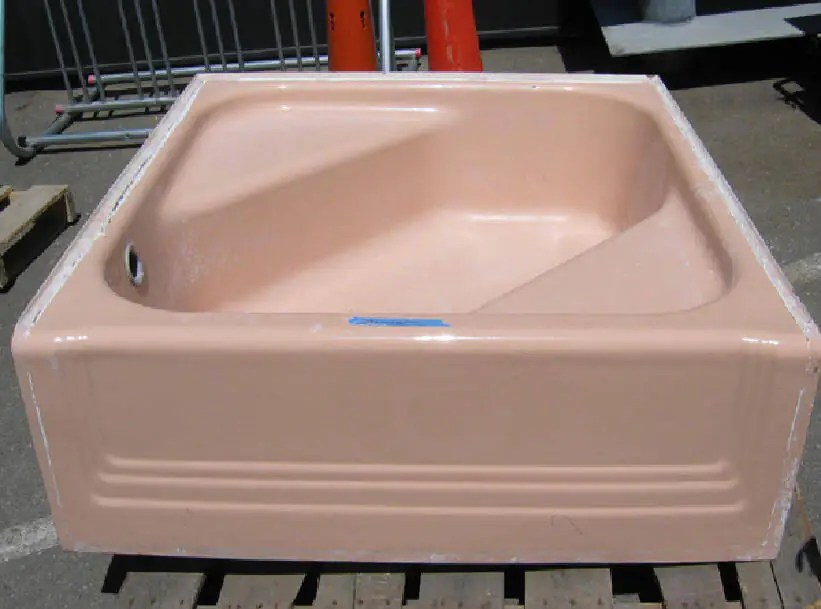 Pink tubs, pink sinks, pink toilets, pink tile "Save the Pink