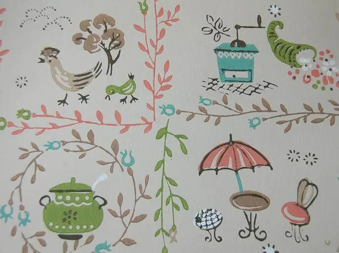 Vintage wallpaper for your 50s kitchen and bath another source