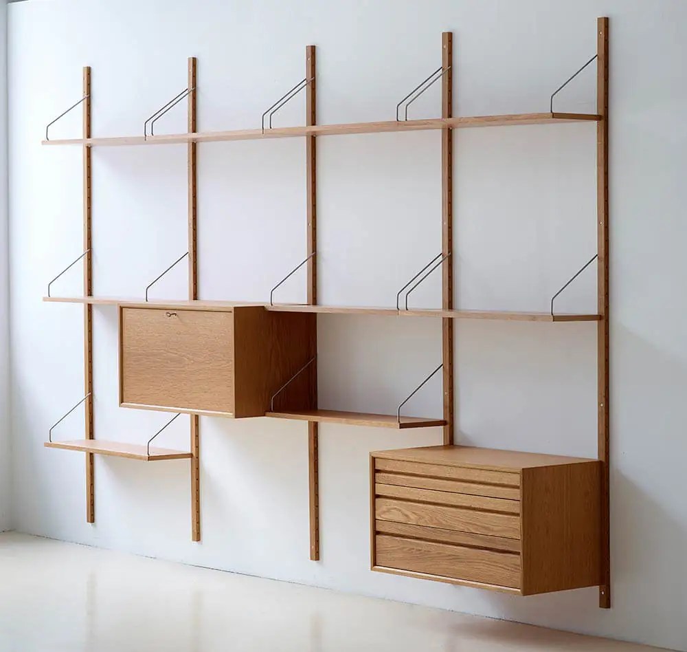 Royal System shelving, designed by Poul Cadovius in 1948 reissued by