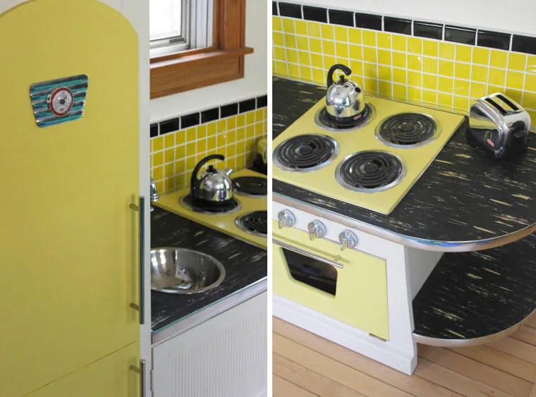 Emily transforms an old TV entertainment center into an adorable play