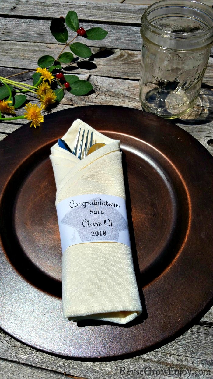 Customizable Printable Graduation Napkin Rings Reuse Grow Enjoy