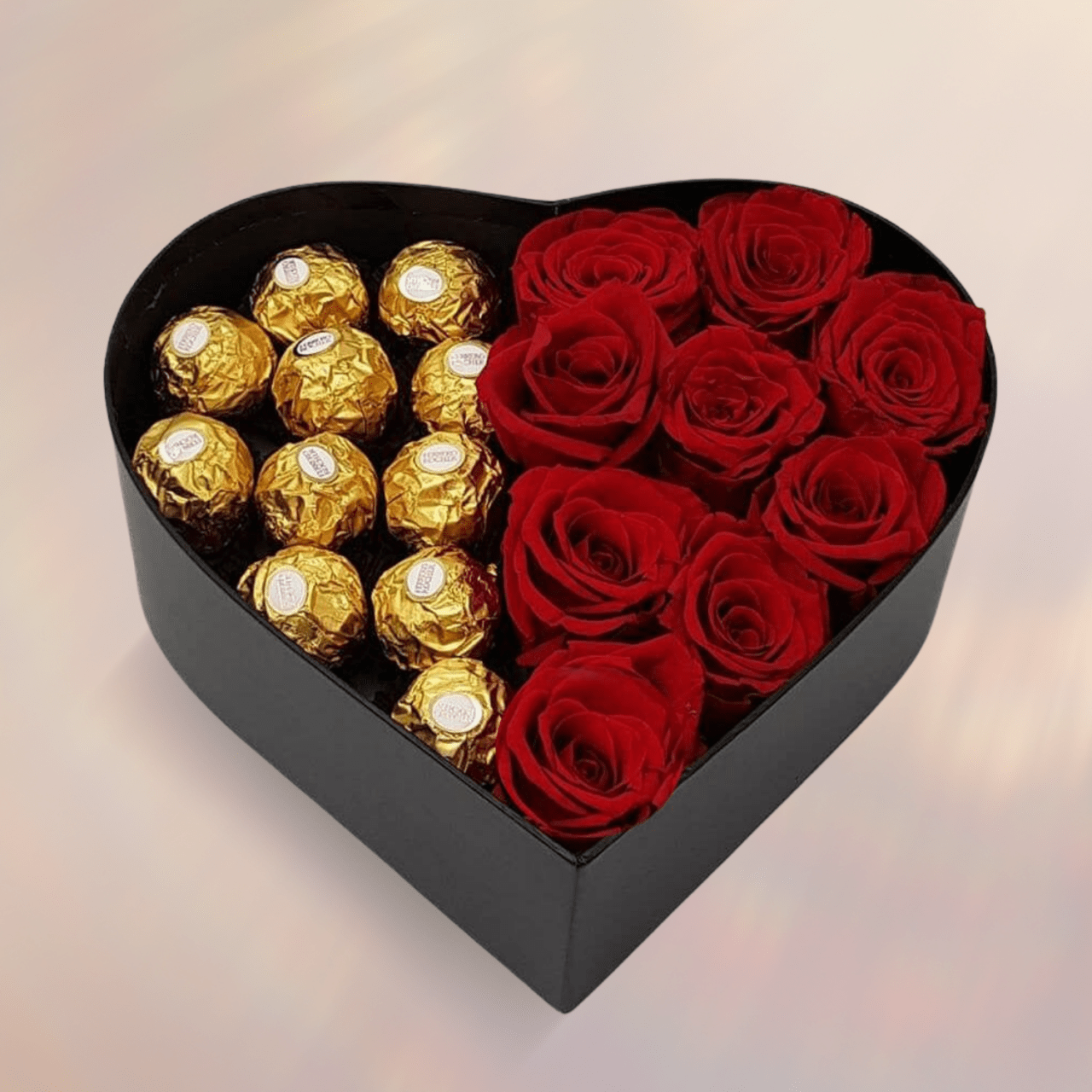 Revaayat Heart box with roses and chocolates for Karachi gifts