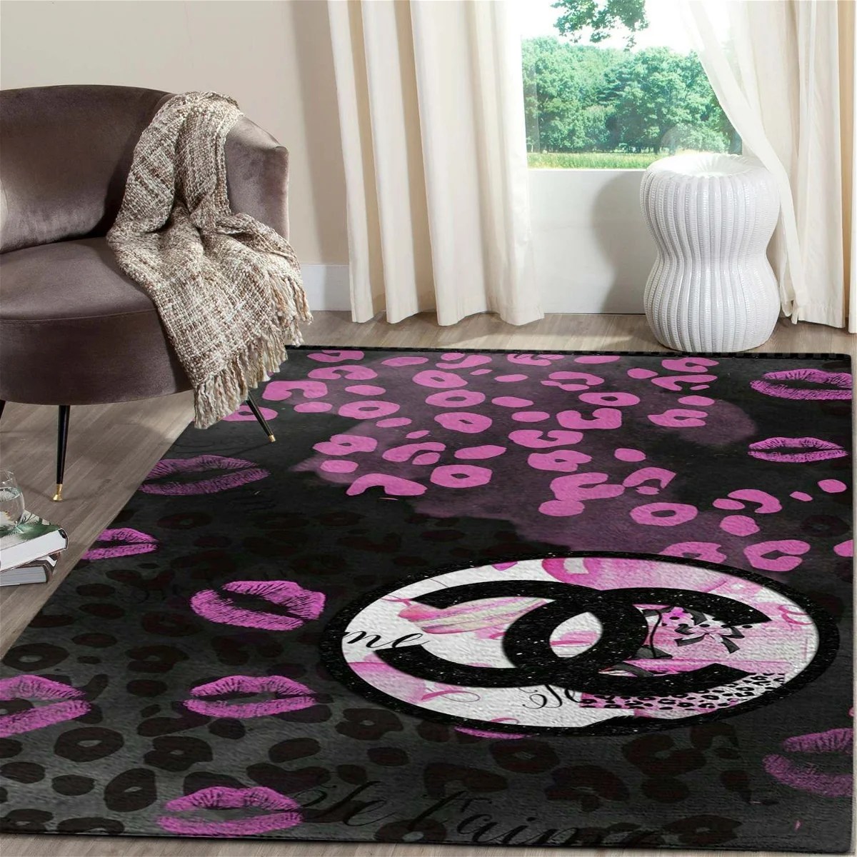 Chanel Logo Pink Lip Chanel Rug Area Rug For Living Room REVER LAVIE