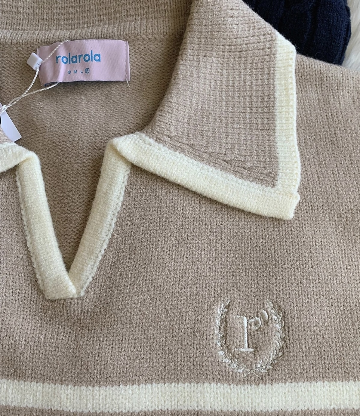 Collar Stripe Knit White and Beige W Concept