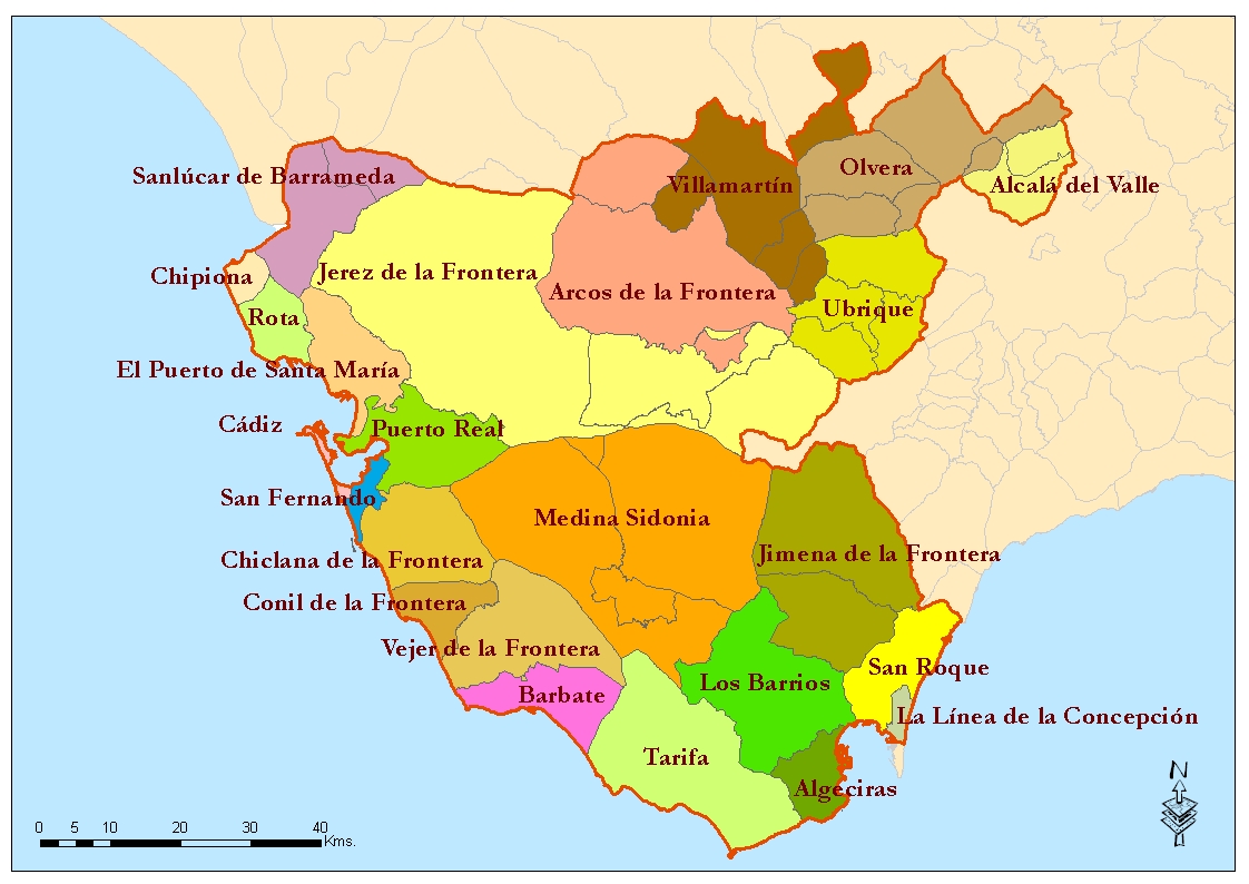 Mapa Provincia De Cadiz Por Municipios