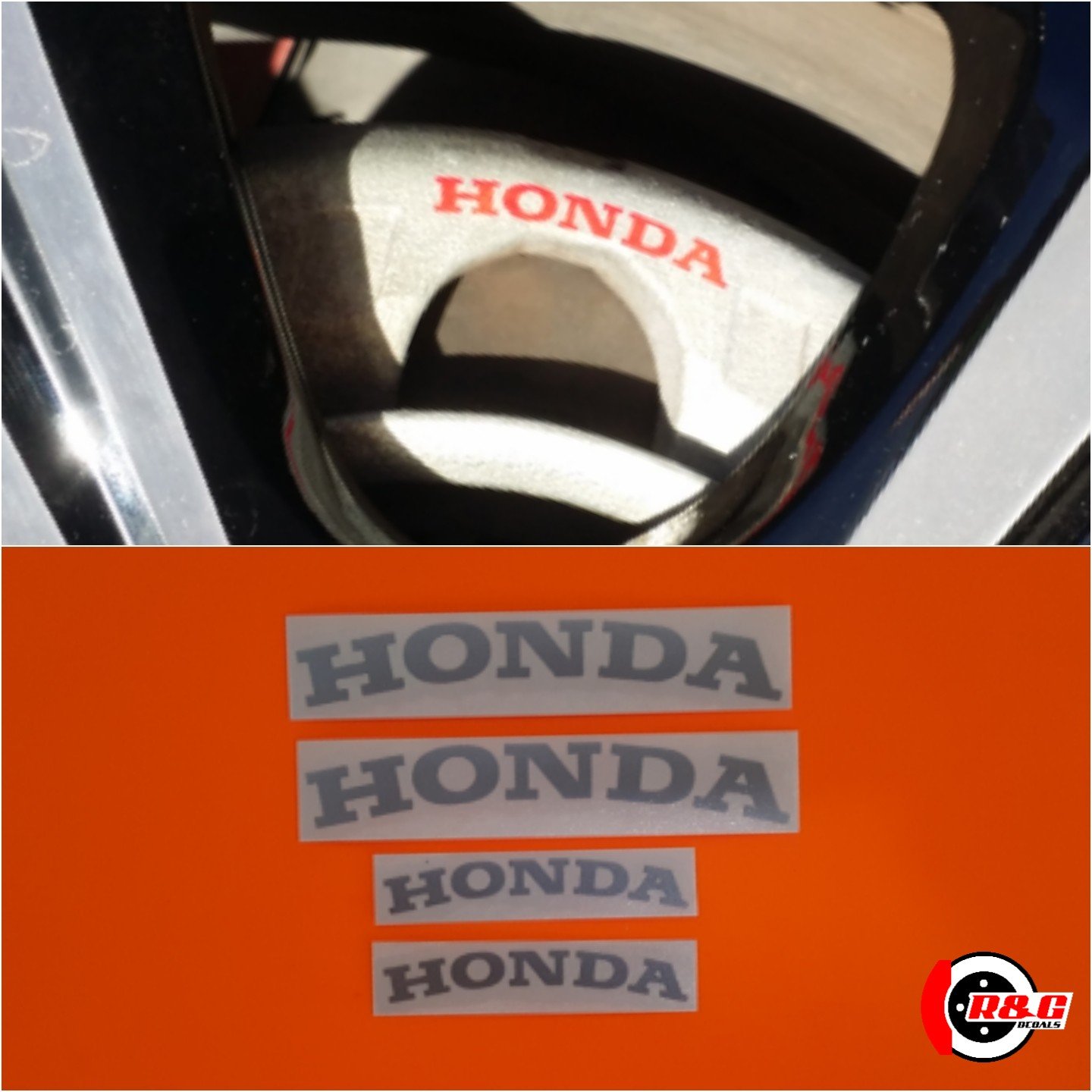 Honda Brake Caliper Decals set of 4 stickers (Silver) R&G Brake