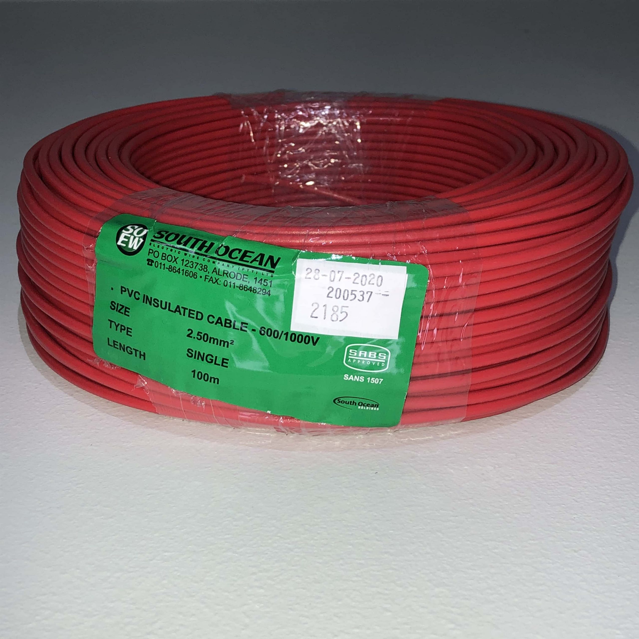 2.5mm Red Single core House Wire 100m RG Jack & Son