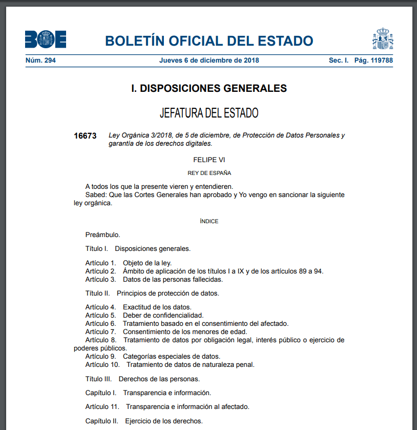 Mostrarte Recoger hojas Predecir ley organica de proteccion de datos