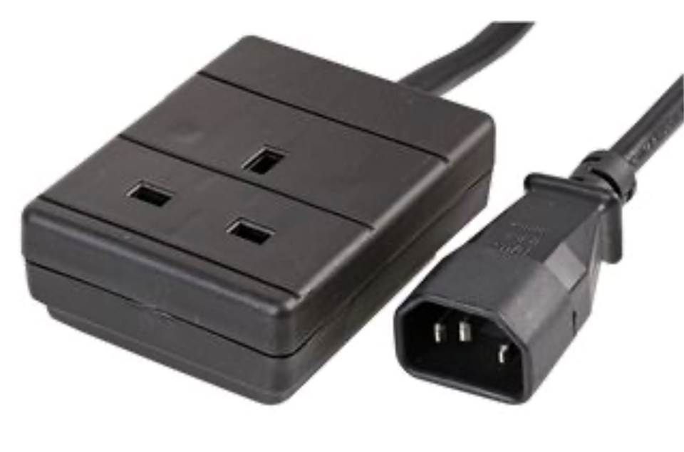 IEC C14 Plug to 10A UK Socket Power Lead, 0.5m - RH Designs