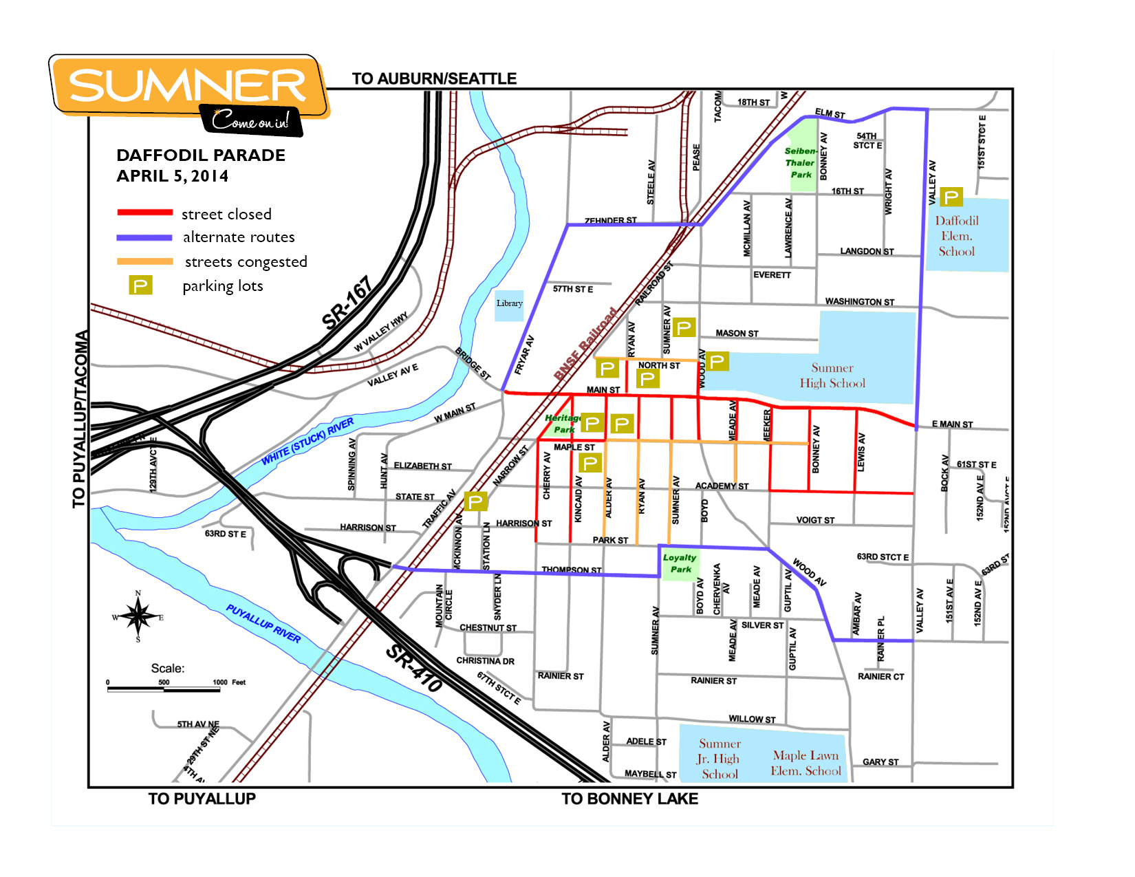 Parade map Sumner, Washington