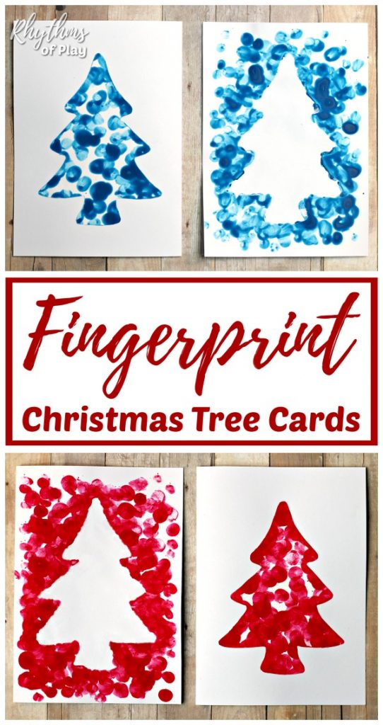Fingerprint Christmas Tree Cards and Crafts Rhythms of Play