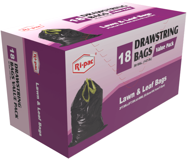 4 Boxes of 39 Gallon Drawstring Value Lawn and Leaf Bags, 18 Count