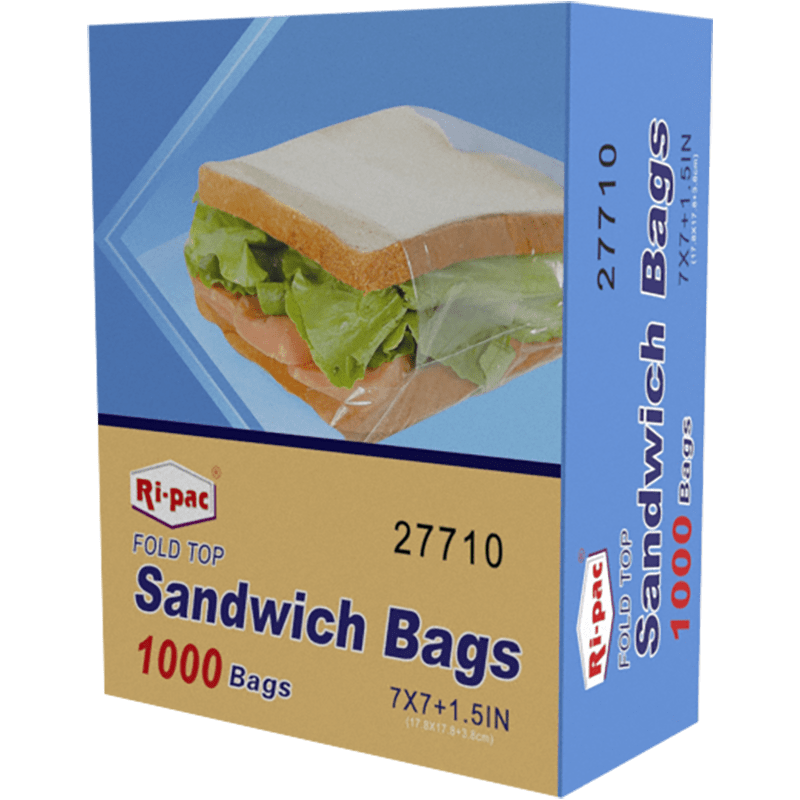 1 Case of Fold Top Sandwich Bags, 1000 Count, 2 Boxes/Case Ri Pac