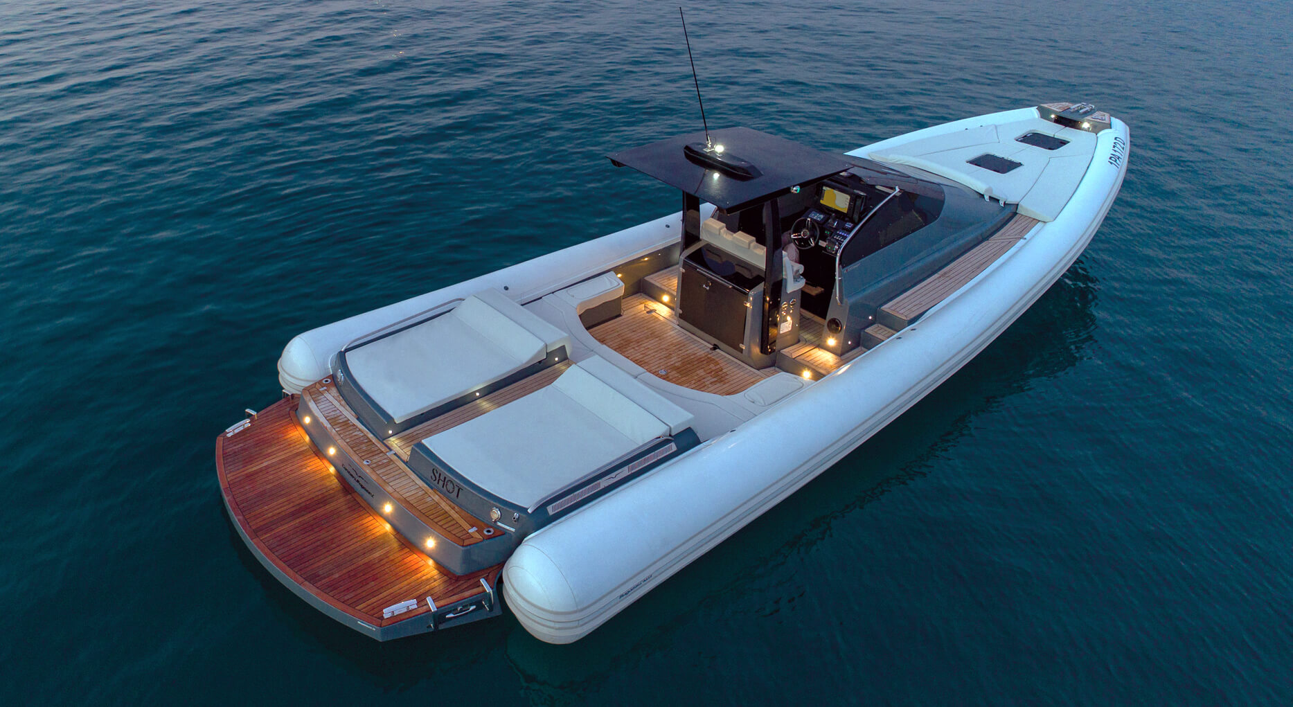 Magazzu' MX 13 Coupe' RIB SOLUTION luxury MegaRIB boat for rental in