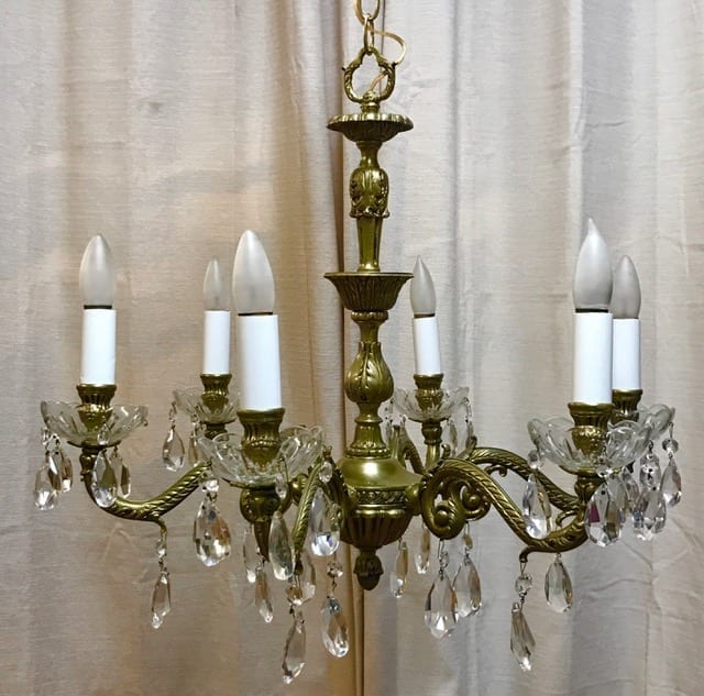Spanish Cast Brass 6 arm Chandelier Architectural Sales