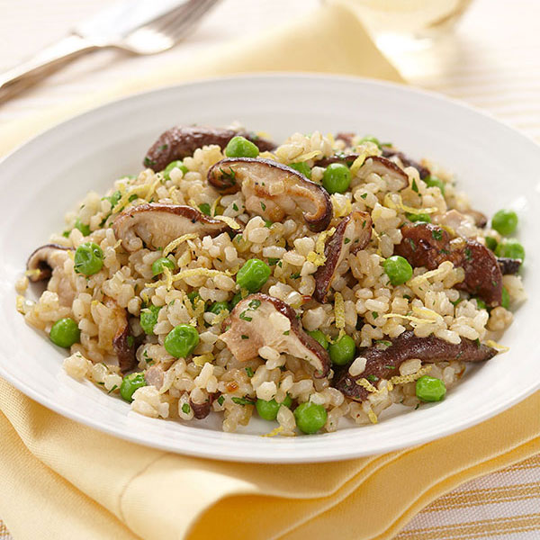 Brown Rice Risotto with Lemon and Fresh Peas Think Rice (Canada)