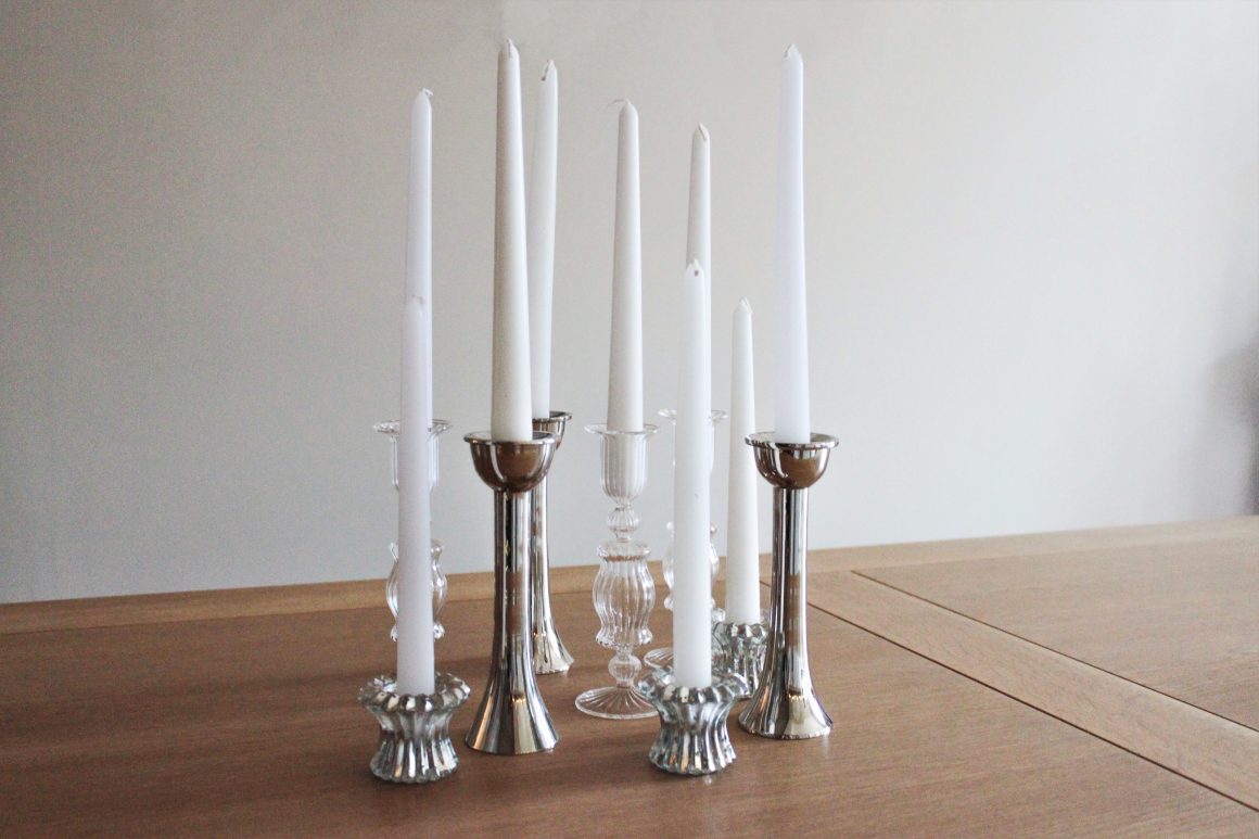 Clear Glass Ribbed Candle Stick Richardson Event Hire