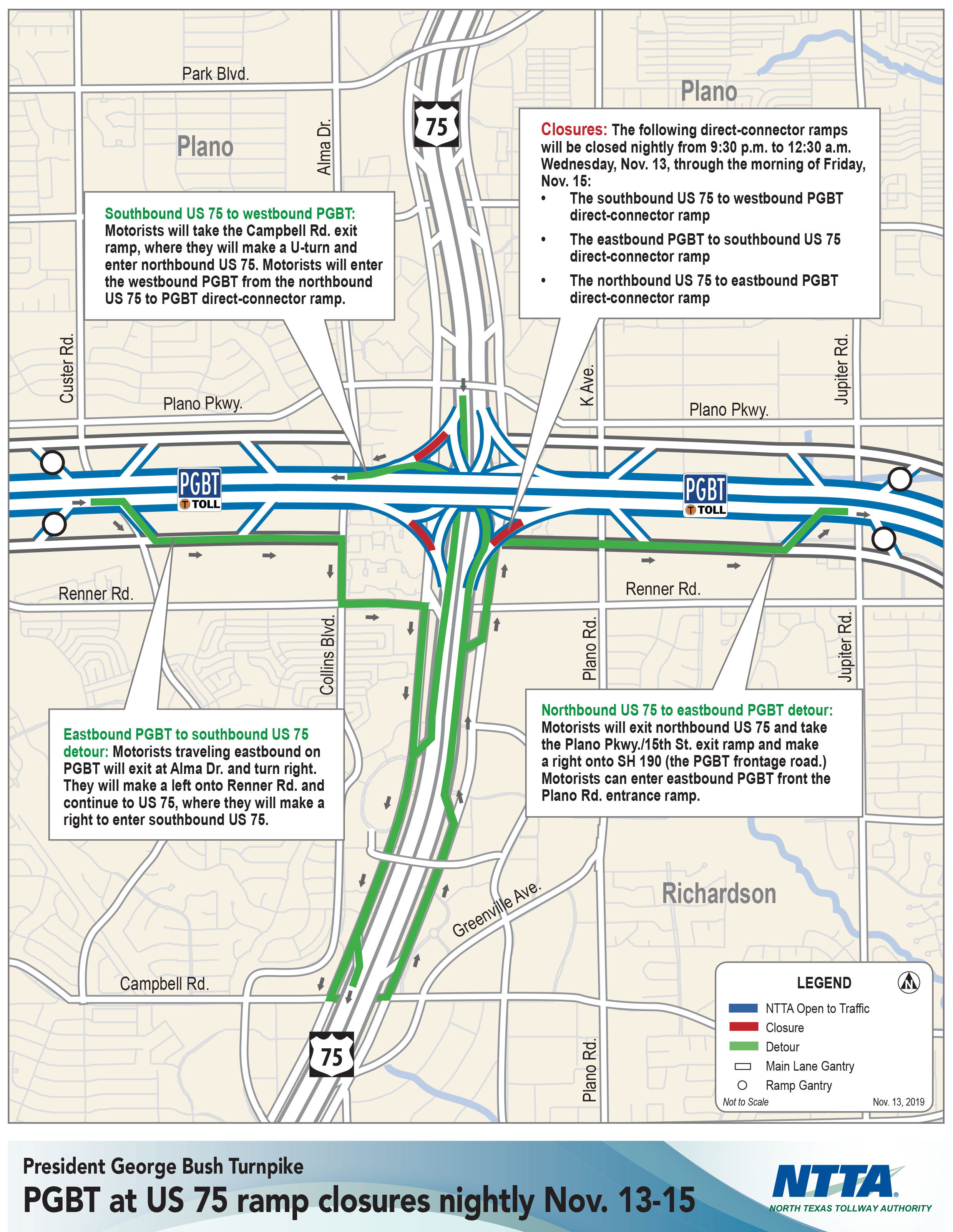 Bush Road Closure Dc Map US 75/BUSH TURNPIKE RAMP CLOSURES SCHEDULED FOR NOV. 1315 Richardson