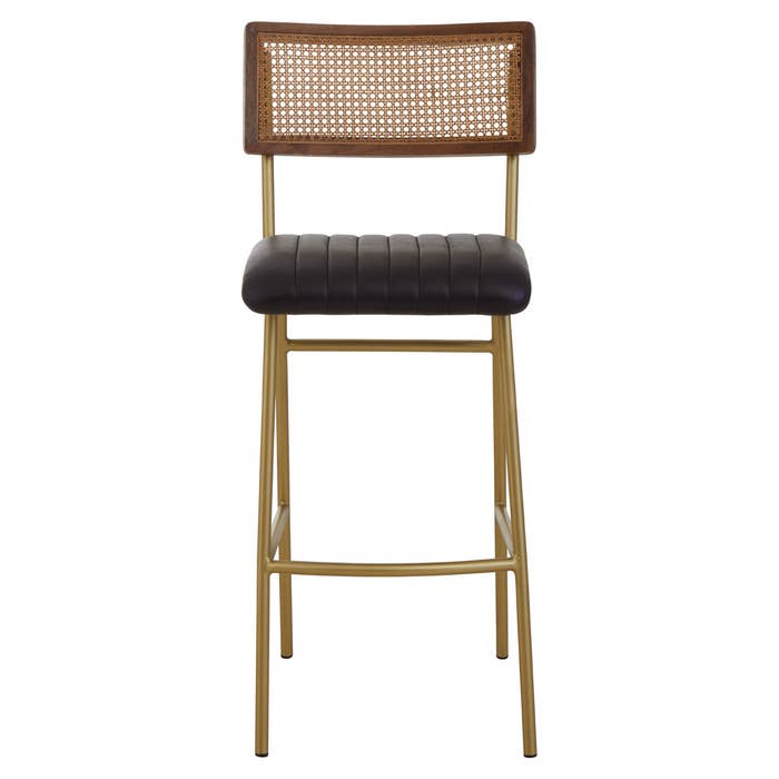 Black Leather/Cane Bar Stool Richard Sutton Design