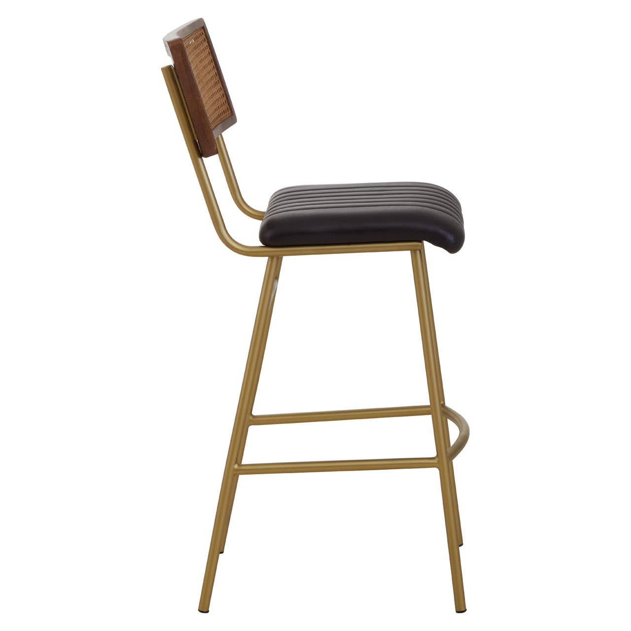 Black Leather/Cane Bar Stool Richard Sutton Design