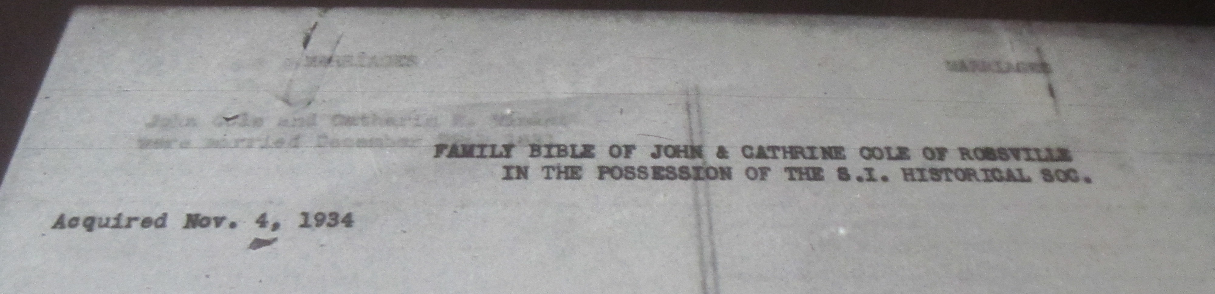 Bible Records Staten Island, Richmond County, NY Genealogical Resources