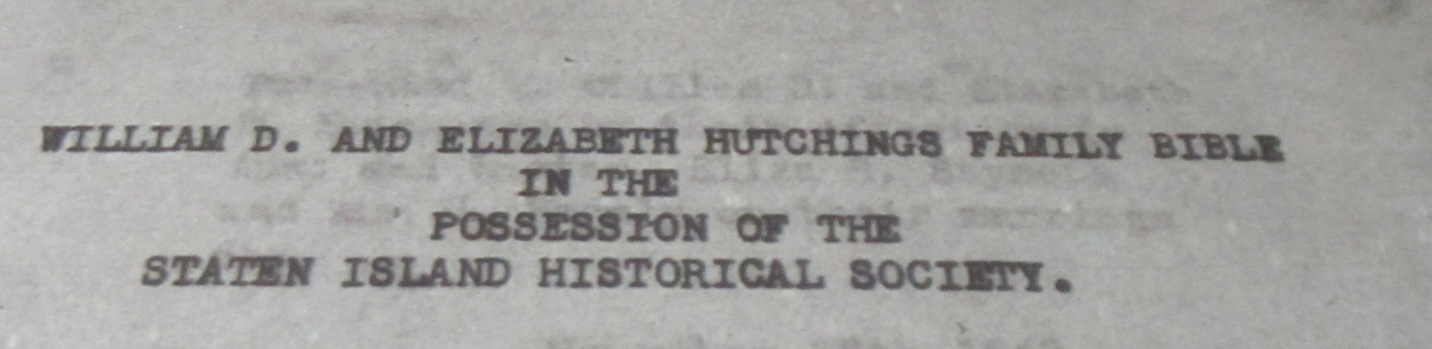 Bible Records Staten Island, Richmond County, NY Genealogical Resources